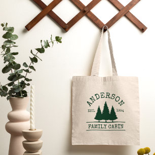 Tote Bag Cabin Family Name Forest Trees