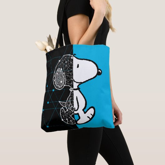 Tote Bag cacahuètes | Conception géométrique Snoopy (De près)