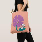 Tote Bag cacahuètes | Illustration de la nature Fleur pourp (De près)