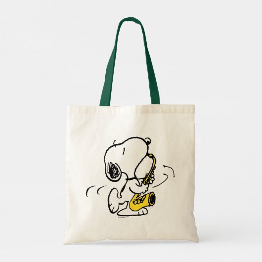 Tote Bag cacahuètes | Lecteur Snoopy Saxophone (Dos)