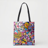 Tote Bag cacahuètes | Motif de patchs Mixtape (Devant)