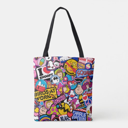 Tote Bag cacahuètes | Motif de patchs Mixtape (Dos)
