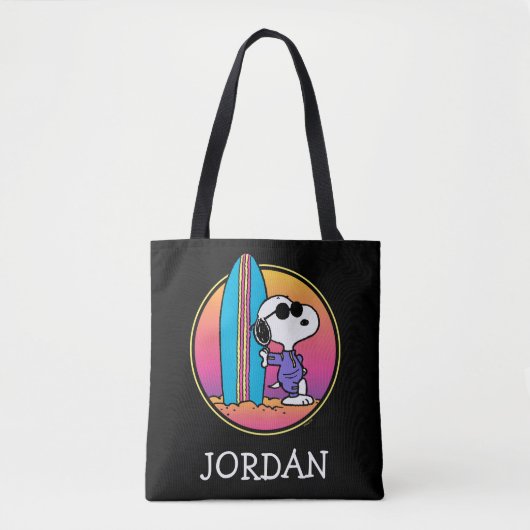 Tote Bag cacahuètes | Snoopy Beach Beagle | Ajouter Votre N (Devant)