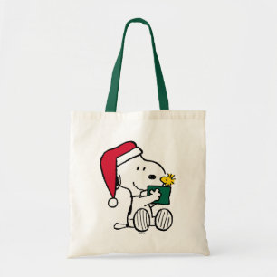 Tote Bag cacahuètes   Snoopy Père Noël & Woodstock Cadeau