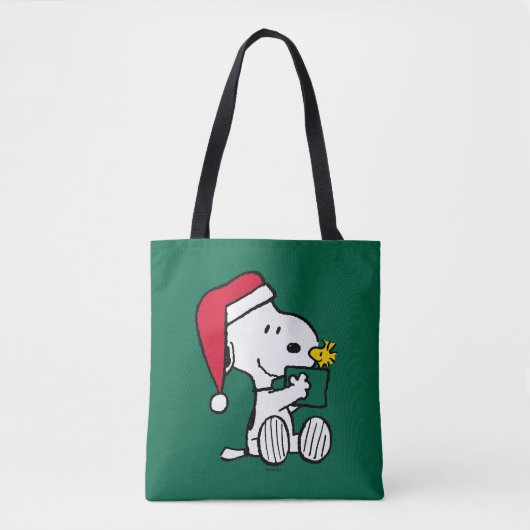 Tote Bag cacahuètes | Snoopy Père Noël & Woodstock Cadeau (Devant)