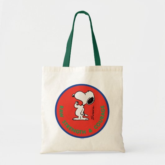 Tote Bag cacahuètes | Snoopy Raw Force & Courage Badge (Devant)