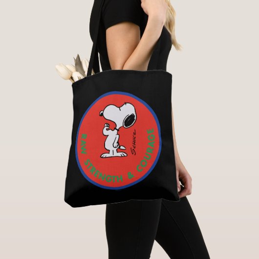 Tote Bag cacahuètes | Snoopy Raw Force & Courage Badge (De près)