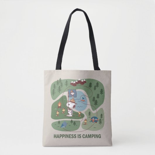 Tote Bag cacahuètes | Snoopy & Woodstock Carte du camp (Devant)