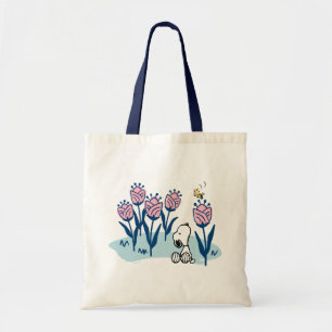 Tote Bag cacahuètes   Snoopy & Woodstock Flower Garden