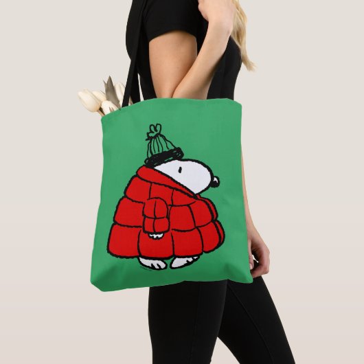 Tote Bag cacahuètes | Veste Snoopy Red Puffer (De près)