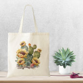 Tote Bag Cactus à fleurs jaunes