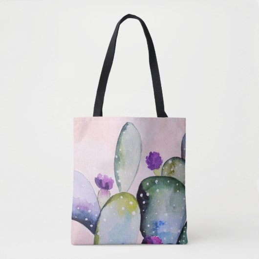 Tote Bag Cactus à fleurs pourpres (Nopal) (Devant)