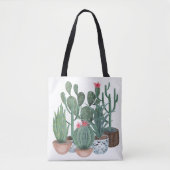 Tote Bag Cactus aquarelle. (Devant)