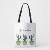 Tote Bag Cactus Aquarelle Nom Fourre-tout (Devant)