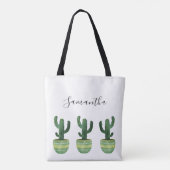 Tote Bag Cactus Aquarelle Nom Fourre-tout (Dos)