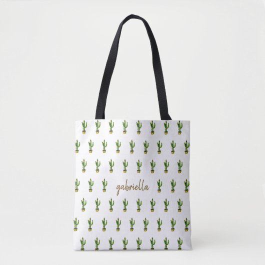 Tote Bag Cactus bohème avec nom (Devant)