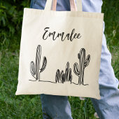 Tote Bag Cactus Boho Noir et Blanc