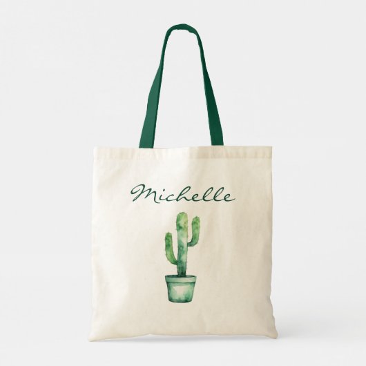 Tote Bag Cactus Cactées Aquarelle Moderne Désert Succulente (Dos)