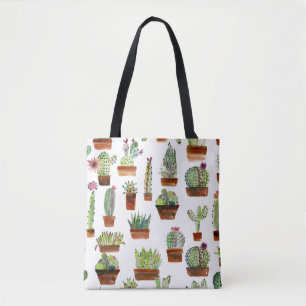 Tote Bag Cactus Charme : Aquarelle Texture Succulente.