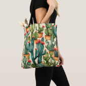 Tote Bag Cactus coloré aquarelle art (De près)