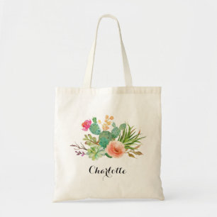 Tote Bag Cactus,Custom Name Wedding Personalized Braidsmaid