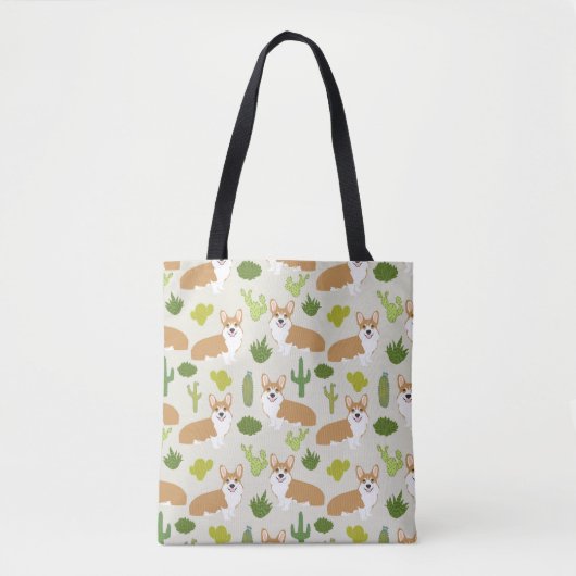 Tote Bag Cactus de corgi - cactus, corgi, désert, chien, (Devant)