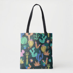 Tote Bag Cactus dessiné à la main : sans couture scandinave