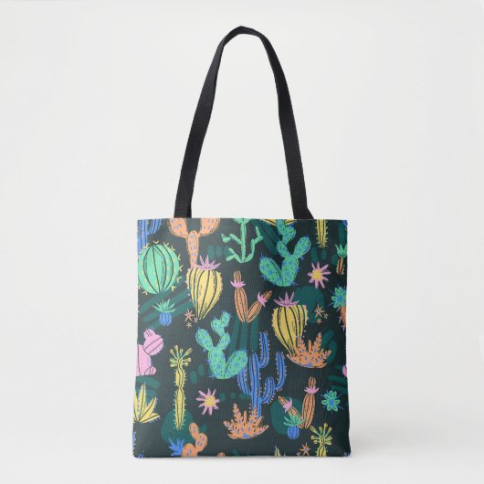 Tote Bag Cactus dessiné à la main : sans couture scandinave (Devant)