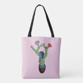 Tote Bag Cactus épineux avec des fleurs (Dos)