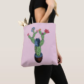 Tote Bag Cactus épineux avec des fleurs (De près)