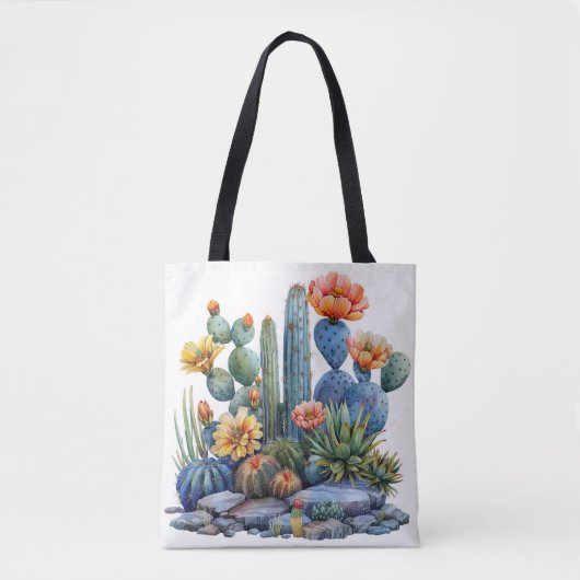 Tote Bag Cactus florissants et succulents (Devant)