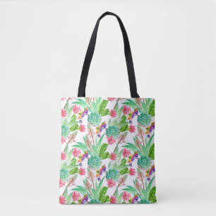 Tote Bag Cactus lumineux d'aquarelle et motif succulent