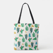 Tote Bag Cactus Naturel : Art Folk Sans Couleur. (Dos)