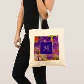 Tote Bag Cactus numérique du désert Monogramme violet Perso (Devant (produit))