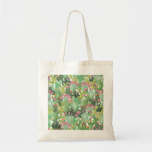 Tote Bag Cactus peint à la main : Vert désert