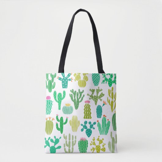 Tote Bag Cactus plante : vintage ensemble floral. (Devant)