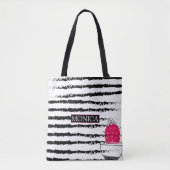 Tote Bag Cactus rose rayé (Devant)