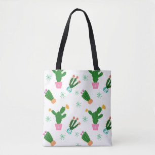 Tote Bag Cactus seamless vintage pattern,  repeated ornamen