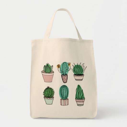 Tote Bag Cactus succulents en pots plante illustration (Devant)