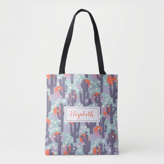 Tote Bag Cactus Sun Botanical Desert Floral Personnalisé (Devant)
