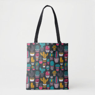 Tote Bag Cactus tiré par la main dans le motif de style de