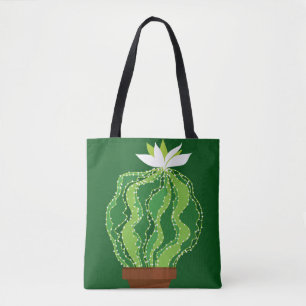 Tote Bag Cactus vert : motif abstrait naturel.
