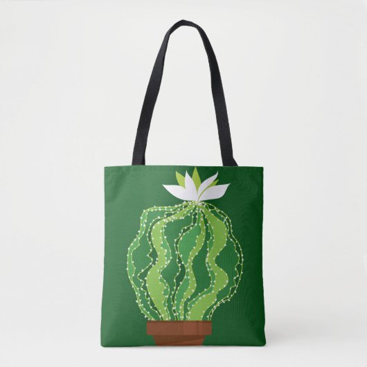 Tote Bag Cactus vert : motif abstrait naturel. (Devant)