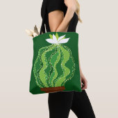 Tote Bag Cactus vert : motif abstrait naturel. (De près)