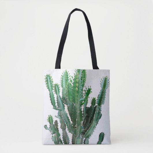 Tote Bag Cactus vert sur arrière - plan blanc. (Devant)