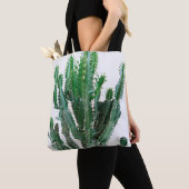 Tote Bag Cactus vert sur arrière - plan blanc. (De près)
