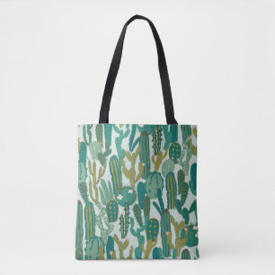 Tote Bag Cactus Vert texture Vintage répétée