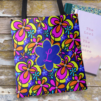 Tote Bag Cadeau adolescent monogramme à motif floral gras