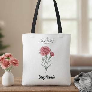 Tote Bag Cadeau d'anniversaire de janvier Art de fleur de n