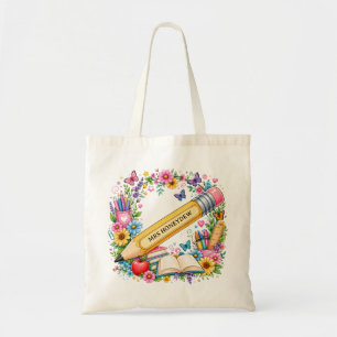 Tote Bag Cadeau d'appréciation de l'enseignant Fleurs au cr